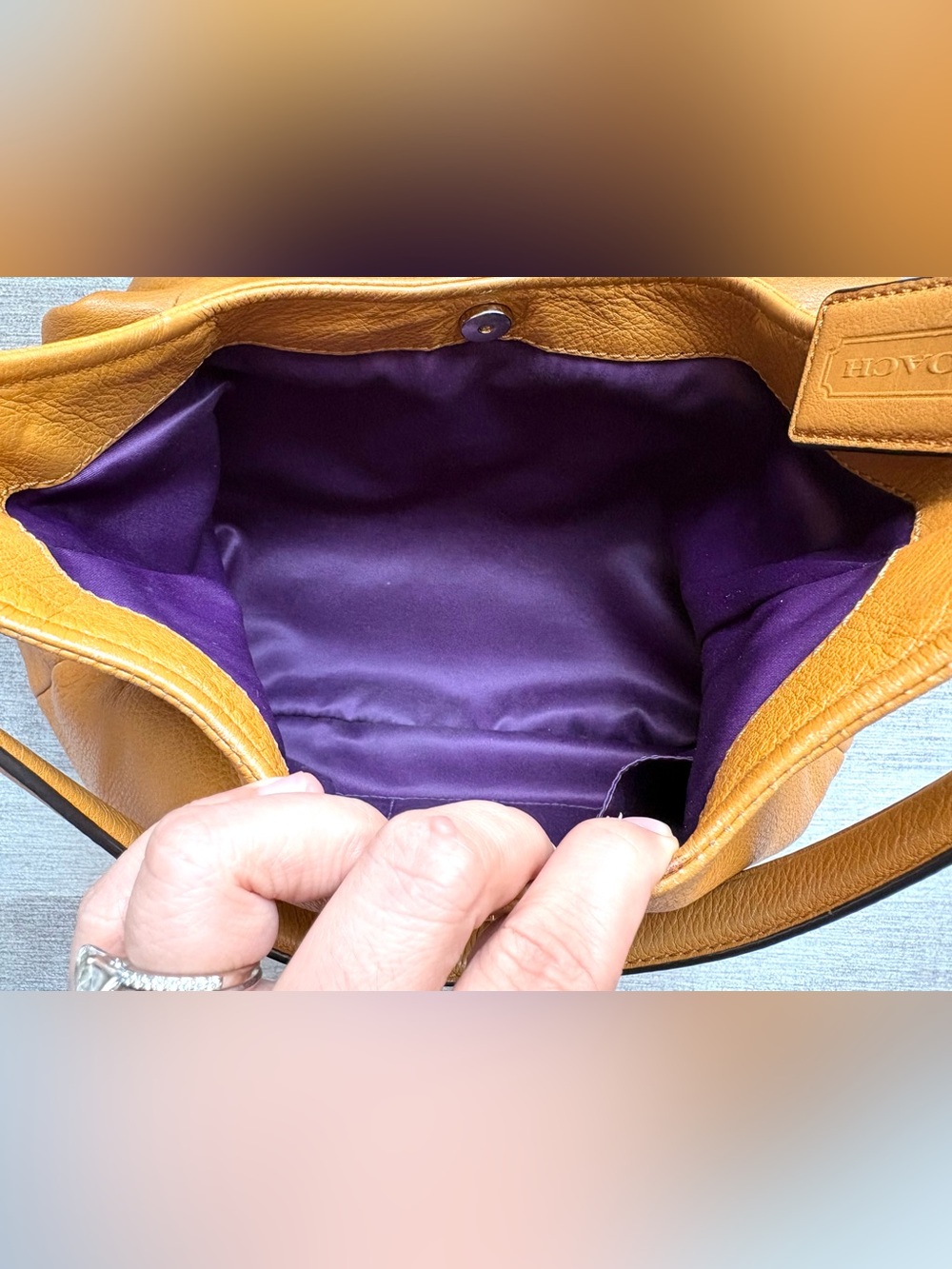 COACH Madison Maggie Mustard Yellow Leather Shoulder Bag Hobo Handbag 16503 - Picture 7 of 14